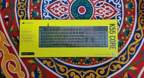 كيبورد الألعاب Corsair K55 Core RGB جديد بكرتونته