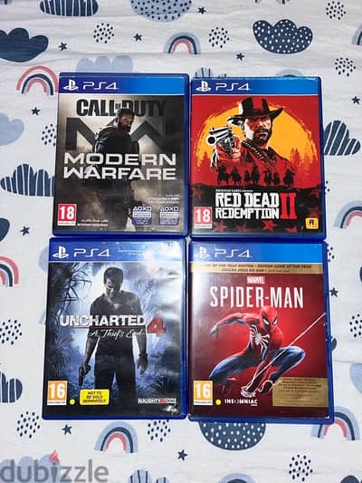 Playstation 4 games spiderman call of duty uncharted 4 red dead 2