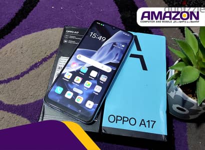 موبايل Oppo A17 بحالة محترمة بالكرتونة والشاحن