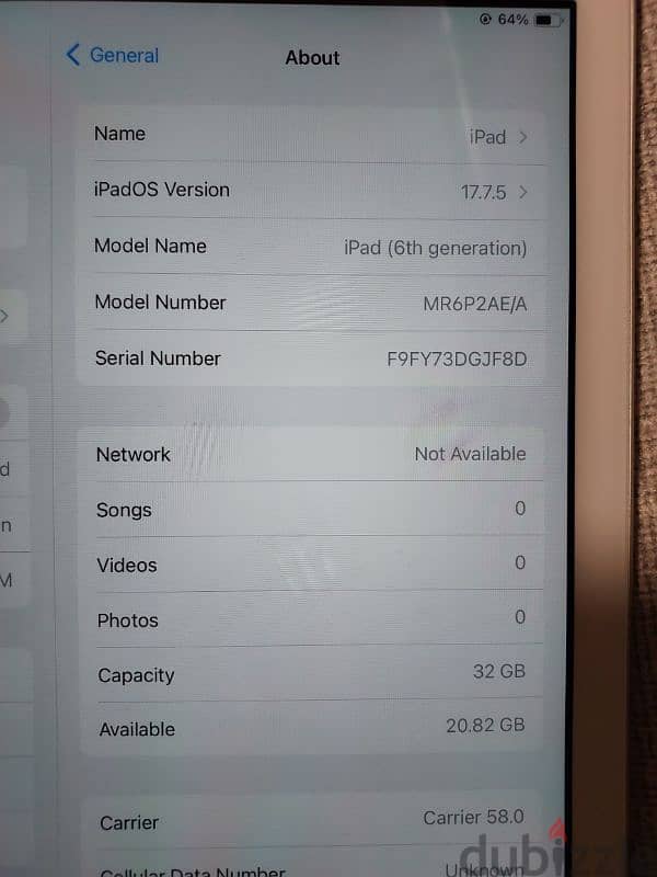 iPad 6th Generation - 32GB - WIFI + Cellular - White 1