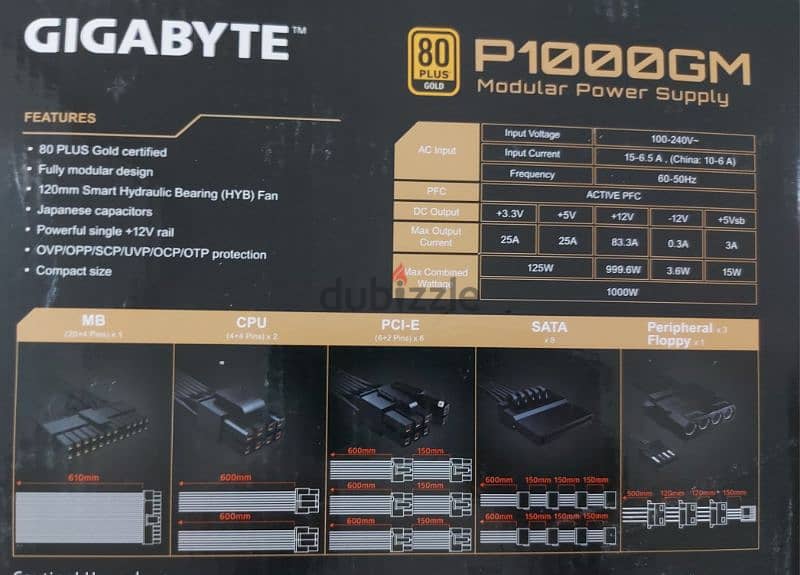 GIGABYTE P1000GM 1000W 80+ Gold 3