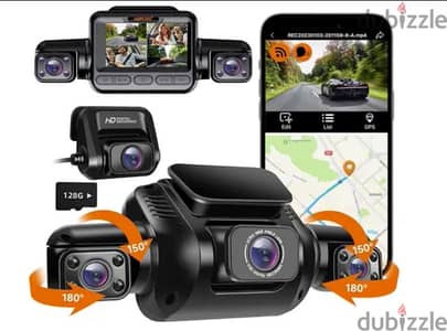 Camera HUBEJOS 4K Dash Cam, 4 Channels