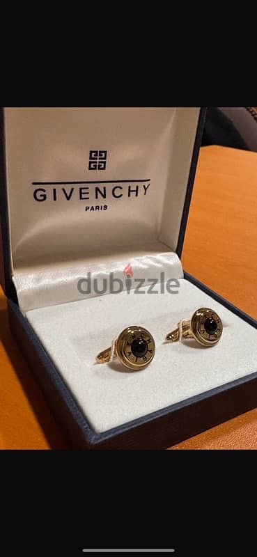 givenchy cufflinks gold onyx new