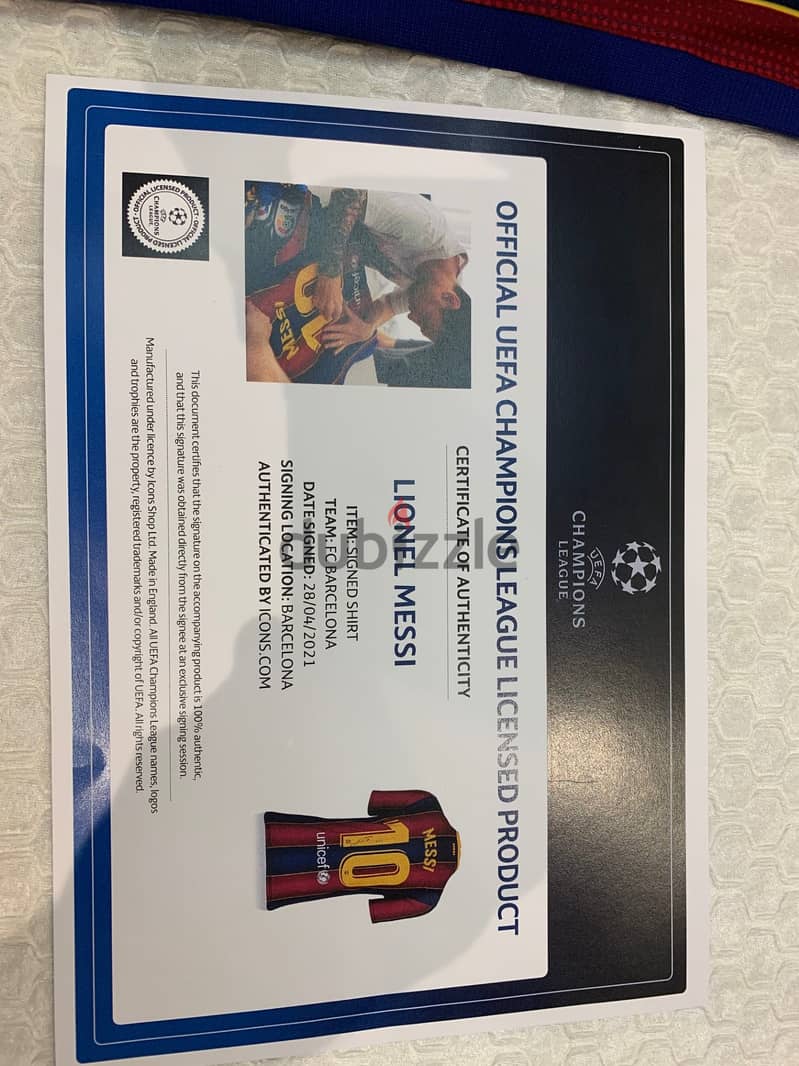 Lionel Messi Official UEFA Champions League Official Back Signed 3