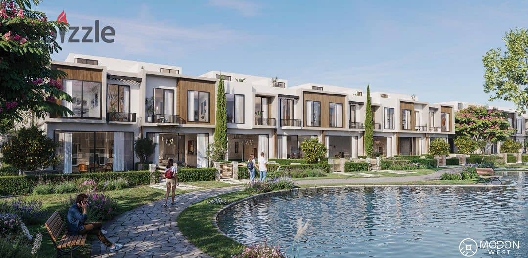 Installments over 8 years, twin villa with lagoon view in Sheikh Zayed, next to Palm Hills, Eastern Expansions 0