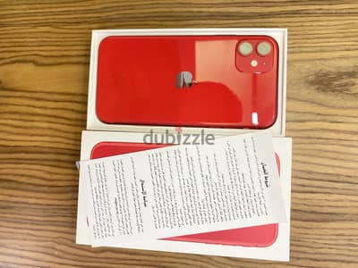 Iphone 11 red 128 giga with box and cable charger