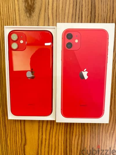 Iphone 11 red 128 giga with box and cable charger