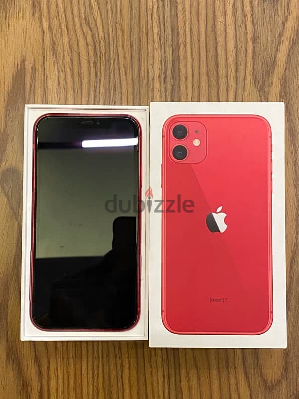 Iphone 11 red 128 giga with box and cable charger 2