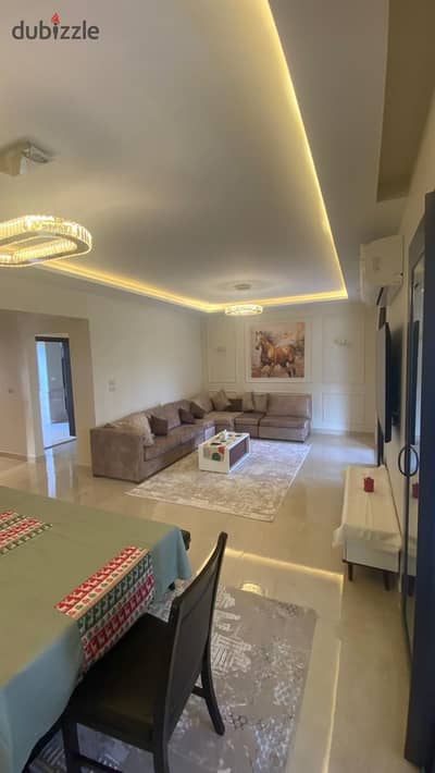 District 5 compound ( D5 ) - Modern cozy fully furnished apartment with garden for rent شقة ايجار فى كمبوند ديستريكت فايف التجمع امام ملاهى