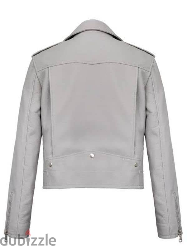 Grey Unisex Regular Fit Faux Leather Biker Jacket 1