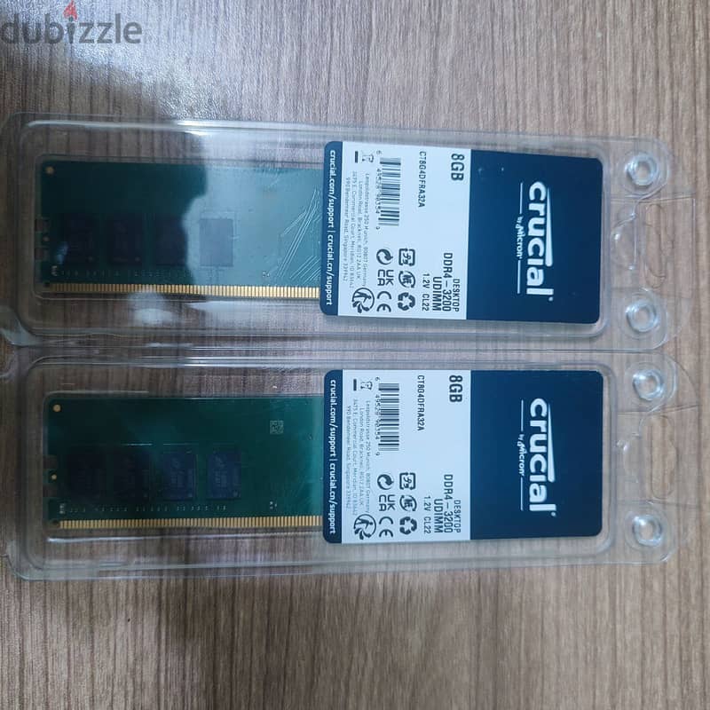 2 رامات Crucial 8GB DDR4 3200MHz بحالة ممتازة!  5