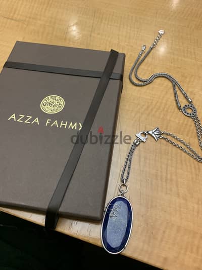 Azza Fahmy Unique Silver Necklace with blue stone عزة فهمي