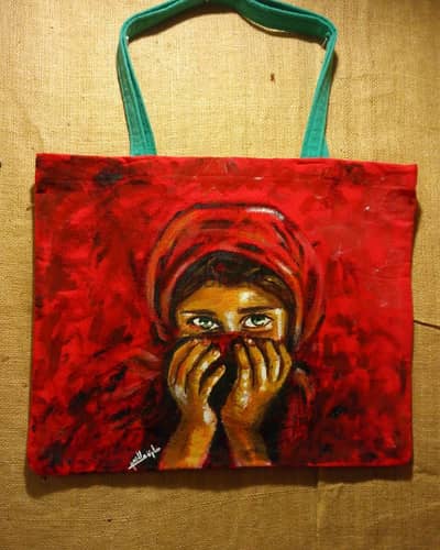 handpainted tote bag