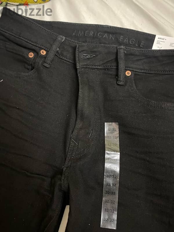 Amercan Eagle Black Slim Straight Jeans- بنطلون امريكان ايجل جينز اسود 1