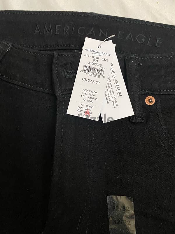 Amercan Eagle Black Slim Straight Jeans- بنطلون امريكان ايجل جينز اسود 4