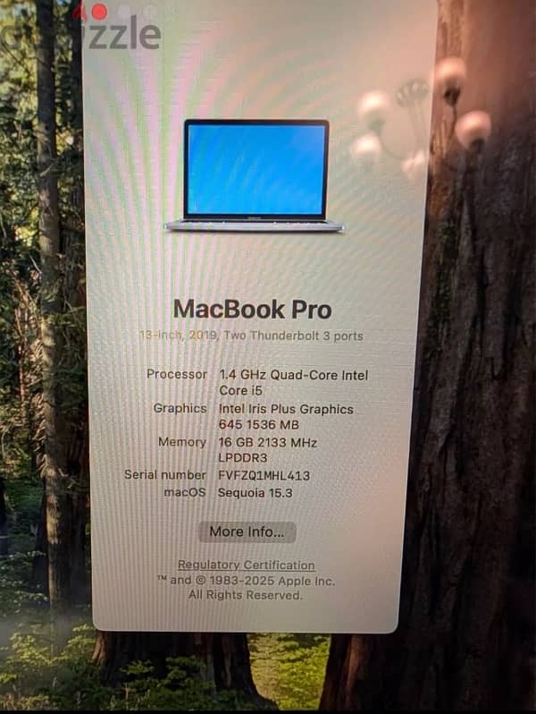 Apple MacBook pro 2019 i5 16Ram 256GB ابل ماك بوك برو 5