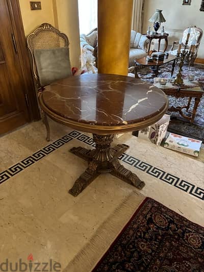 round table with marble