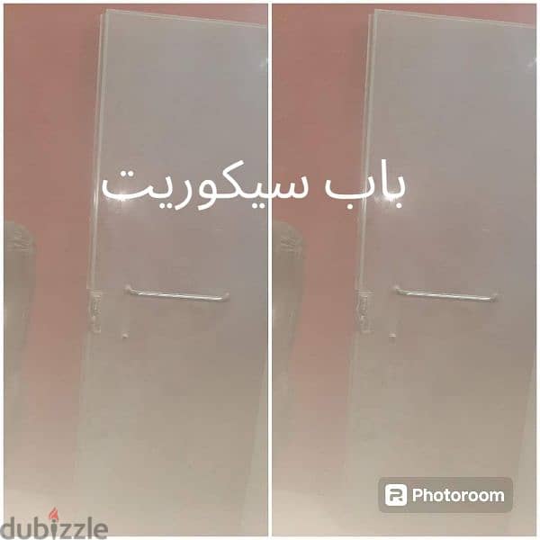 باب زجاج سيكوريت ٢١٠سم في ٨٠سم كامل بكل اكسسواراته 0