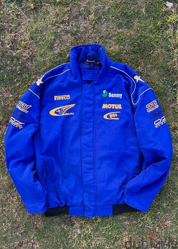 Vintage Subaru World Rally Team Bomber Jacket Signed Racing Mens 1