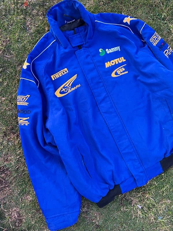 Vintage Subaru World Rally Team Bomber Jacket Signed Racing Mens 7