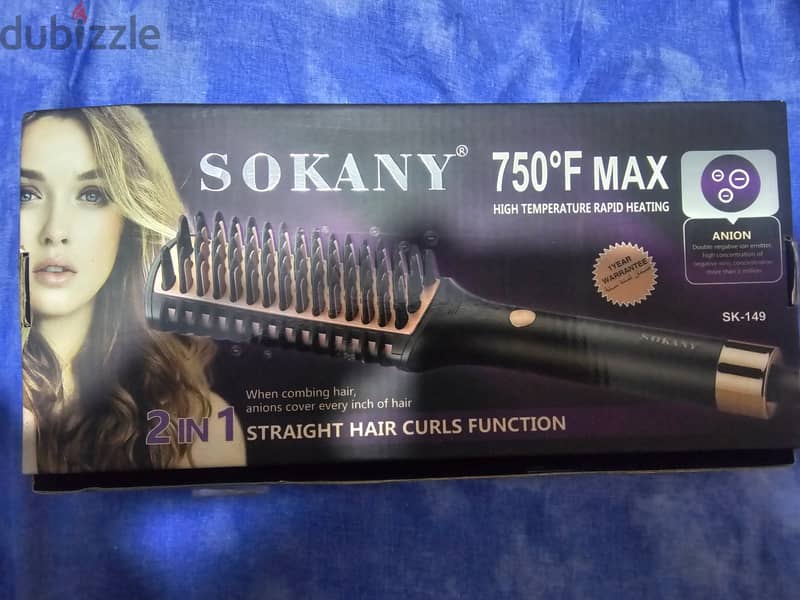 New Sokany 2 in 1 Straight Hair Curls (model sk-149) مكواه سوكانى مشط 0