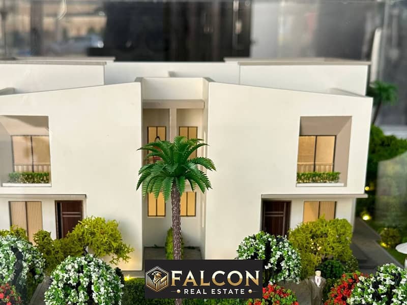 You will receive the most distinguished villa (3 floors) at half its price, a double-view apartment directly on the Suez Road and next to Madinaty. . . . 0