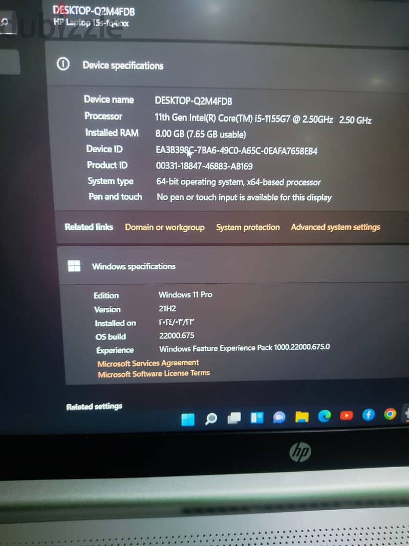 Laptop HP i5 11th gen h 512 SSD 8 ram 2