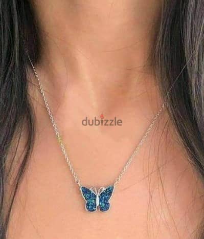 Blue Butterfly Necklace - 925 Pure Silver