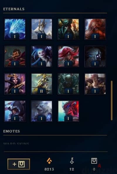 league of legends account lvl 295 gold 3/ 99 skins 32 skin shards