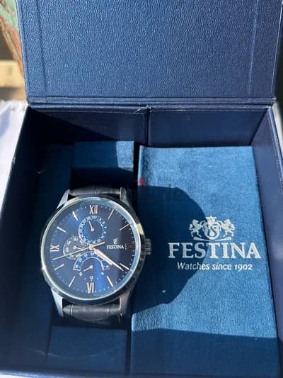 FESTINA RETRO WATCH F16823/3 BLUE LEATHER STRAP, MEN