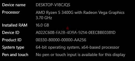 ryzen 5 3400g + ram16 + شاشه فريم ليس 24 بوصه + rx470