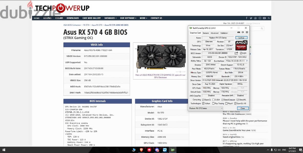 rx 570 asus rog 4GB 4