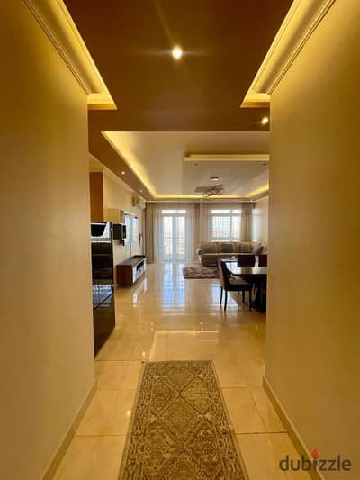 The most luxurious furnished apartment in Madinaty, the largest area, and next to services, 150 square meters, at an excellent price