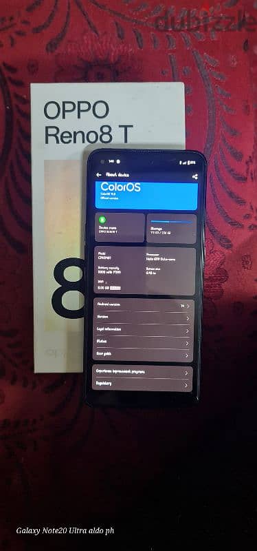 Oppo reno 8t 4g  ابو رينو 8.4g. للبيع فقط  256.    رامات 8+8 15