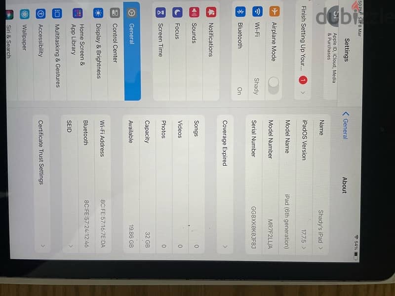 ipad 6th gen wifi 32gb حاله ممتازه 1