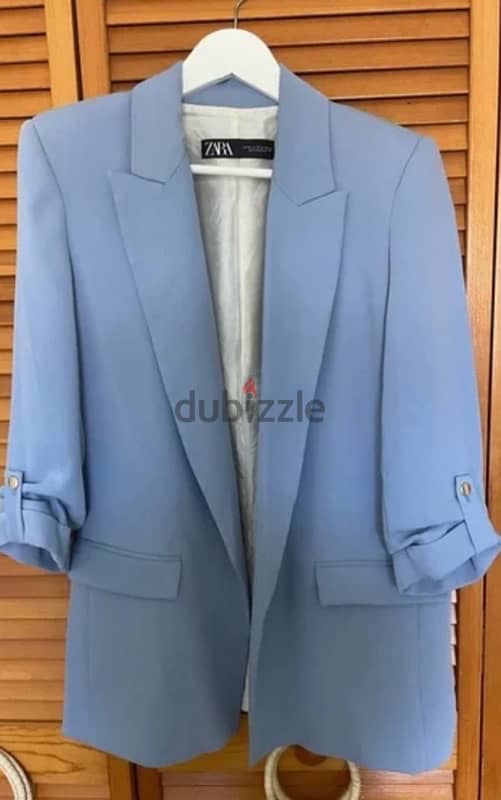 zara light blue blazer size large 0