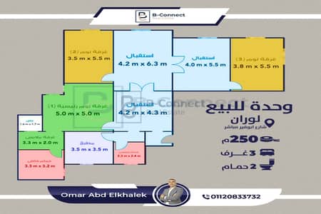 شقة للبيع تصلح سكني واداري 250م لوران شارع ابوقير