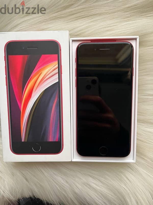 Iphone se2 red with box and charger from tradeline 1