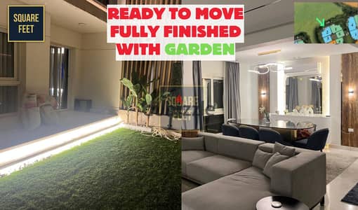 Ready To Move Ground floor apartment with garden, fully finished with Kitchen for sale in Mountain View i City Near of October Plaza and Sheikh Zayed.