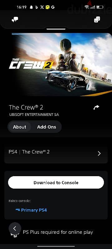 حساب ps فيه لعبه The crew 2