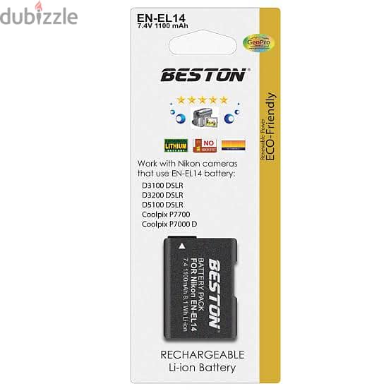 بطارية beston en-el14 rechargeable battery pack for nikon 0