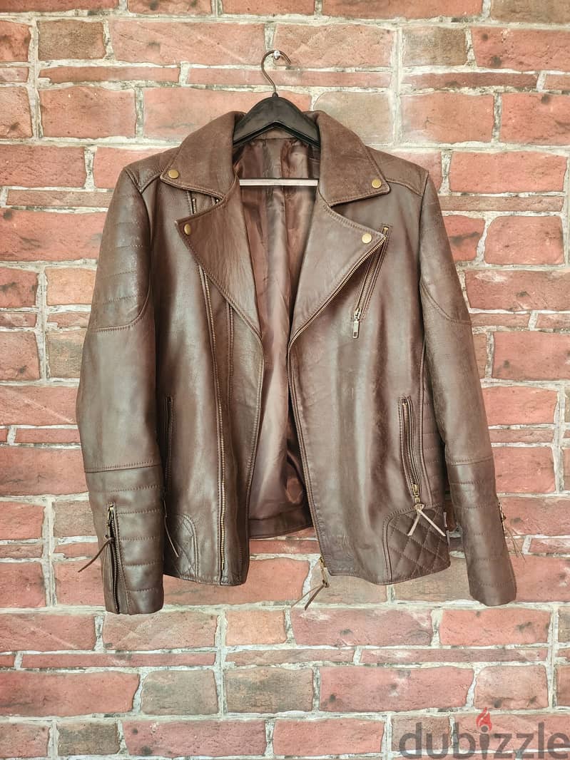 Custom-made stonewashed genuine leather jacket - جاكيت جلد طبيعي 1