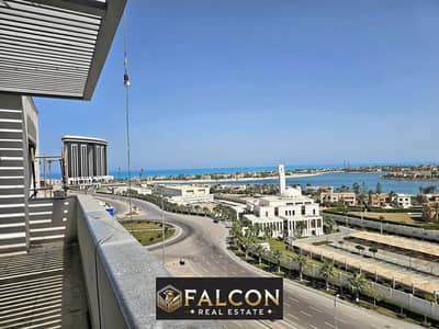 3-room apartment with panoramic view, immediate delivery in Mazarine New Alamein, fully finished with air conditioners, direct view of Alamein Lake, i