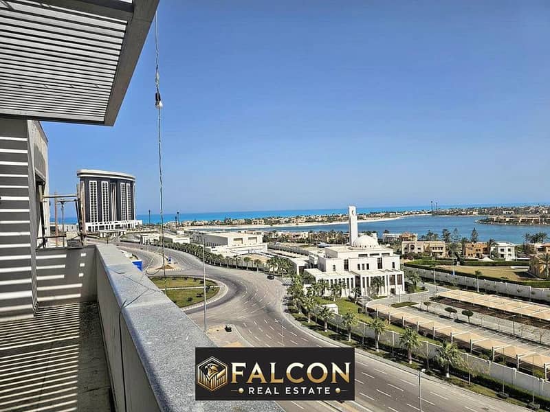 3-room apartment with panoramic view, immediate delivery in Mazarine New Alamein, fully finished with air conditioners, direct view of Alamein Lake, i 0