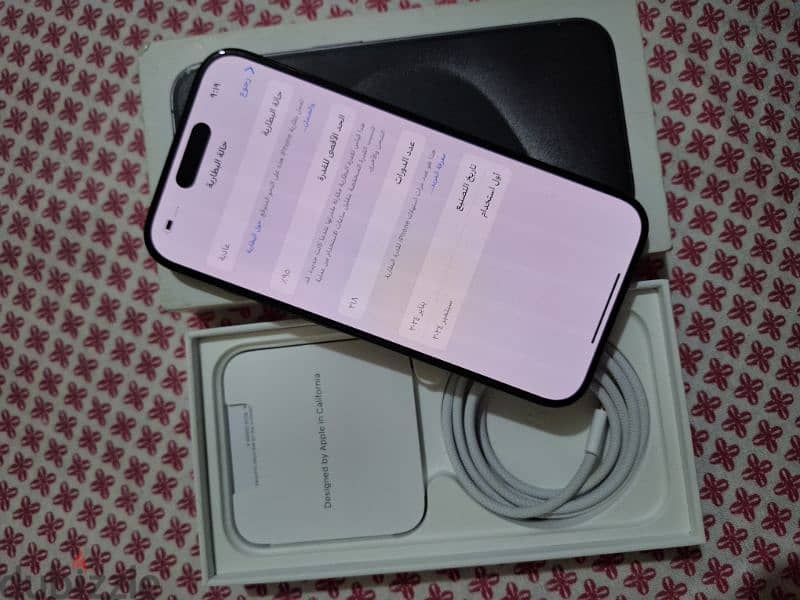 iphone 15 pro 128g 95% في ضمان ابل 3