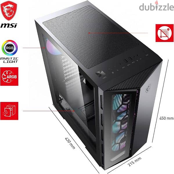 MSI MPG GUNGNIR 110R Mid Tower Gaming Computer Case - Black 3