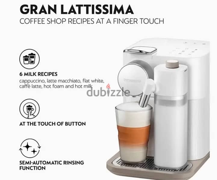 Nespresso - ماكينة اسبريسو وقهوة GRAN LATTISSIMA  ماكينه اسبريسو أبيض 2