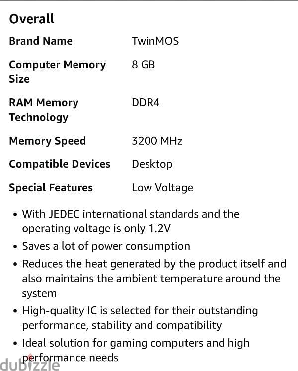 رامات TwinMOS 3200MHz DDR4 U-DIMM Desktop RAM Memory, 8GB 2