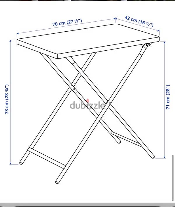 IKEA Table white foldable 70x42 ترابيزة معدنية قابلة للطي 1