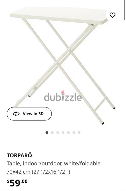 IKEA Table white foldable 70x42 ترابيزة معدنية قابلة للطي 3